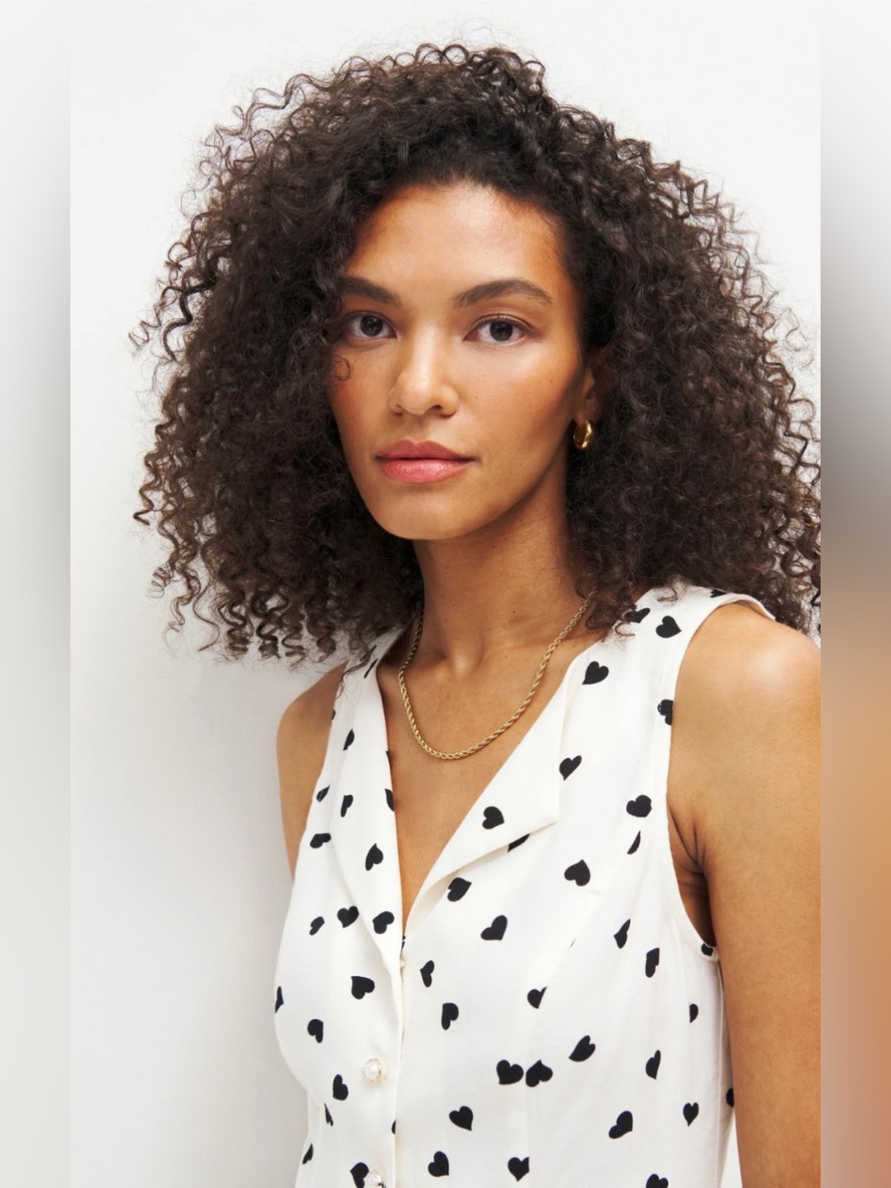 Reformation Jayne blouse in heart print - size 4